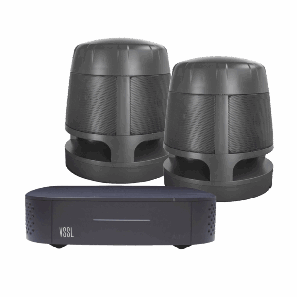 KIT Amplificador VSSL A1X | 2 Bocinas Acoustiscape TruAudio Modelo AS360 |  IP66