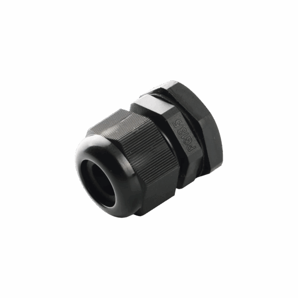 Conector Plástico Negro Tipo Glándula para Cable de 10 a 14 mm de Diámetro.