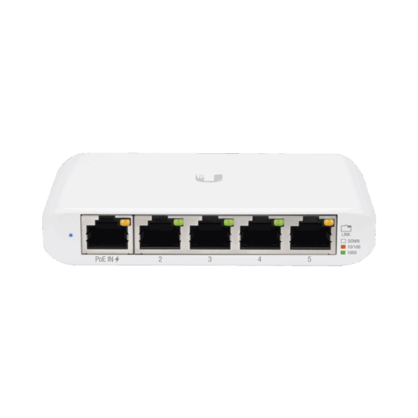 Switch UniFi Administrable Compacto de 5 Puertos 10/100/1000 Mbps, soporta entrada de PoE 802.3af/at