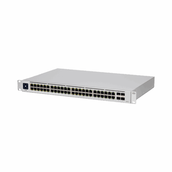 UniFi Switch USW-48-POE, Capa 2 de 48 puertos (32 puertos PoE 802.3af/at + 16 puertos Gigabit) + 4 puertos 1G SFP, 195W, pantalla informativa