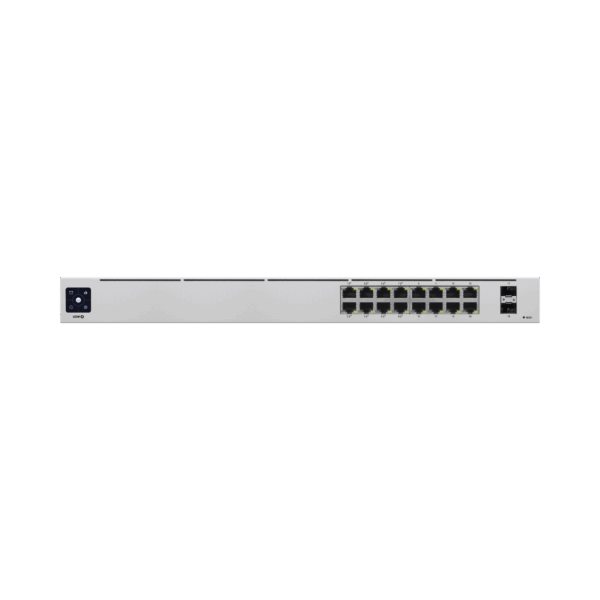 UniFi Switch USW-16-POE Gen2, Capa 2 de 16 puertos (8 puertos PoE 802.3af/at + 8 puertos Gigabit) + 2 puertos 1G SFP, 42W, pantalla informativa