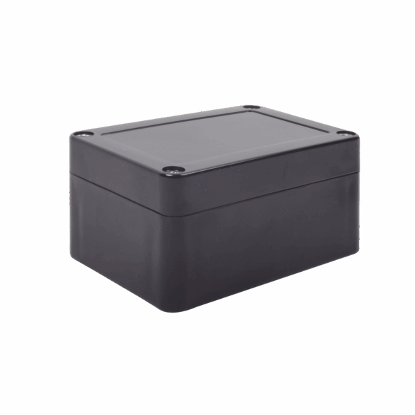 Gabinete Plástico Negro para Exterior (IP65) de 100 x 68 x 50 mm Cierre por Tornillos.