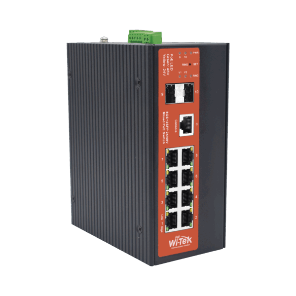 Switch Industrial Administrable Gigabit con 2 Puertos PoE bt + 6 Puertos PoE af/at o 24 V Pasivo + 2 SFP Gigabit, 240 W