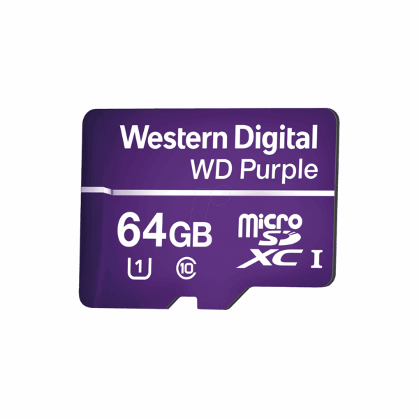 Memoria microSD de 64GB PURPLE, Especializada Para Videovigilancia, 10 VECES MAYOR DURACIÓN, 3 AÑOS DE GARANTIA