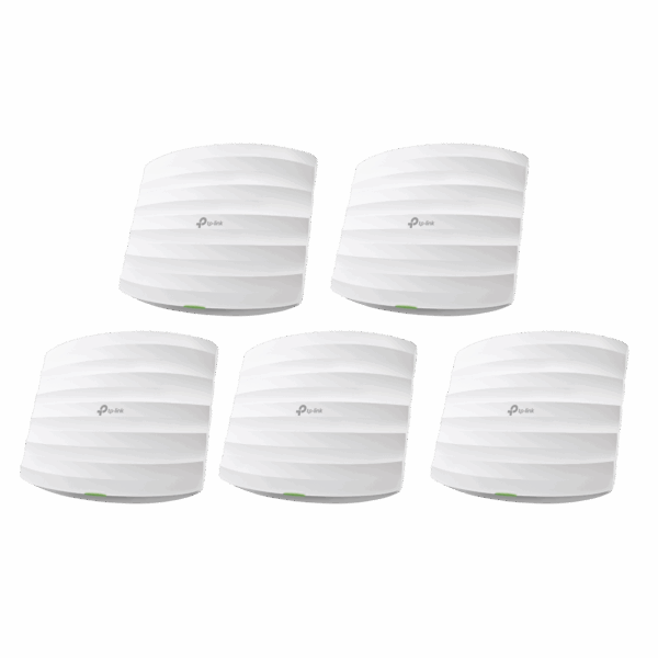 Kit de 5 Puntos de Accesso Omada doble banda 802.11ac, MU-MIMO, PoE af y PoE Pasivo, soporta hasta 100 clientes, hasta 1350 Mbps.