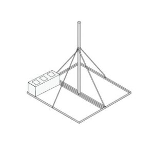 Base No Penetrante Base de 0.9 x 0.9 m con Mástil de 1.5 m x 2″ diam. Ced.30 para Instalación de Antenas (HOT-DIP).