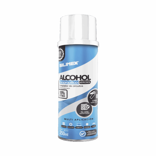 Alcohol Isopropilico en Aerosol para limpieza de equipos de vídeo, fibra óptica, cómputo, y equipo telefónico 250 ml