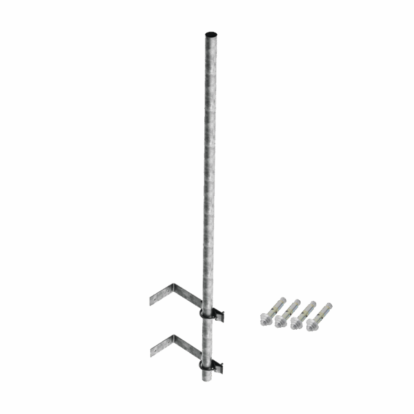 Mástil de 3 m de 1-1/4" diámetro ced. 30 con Herrajes para Sujeción a Pared.