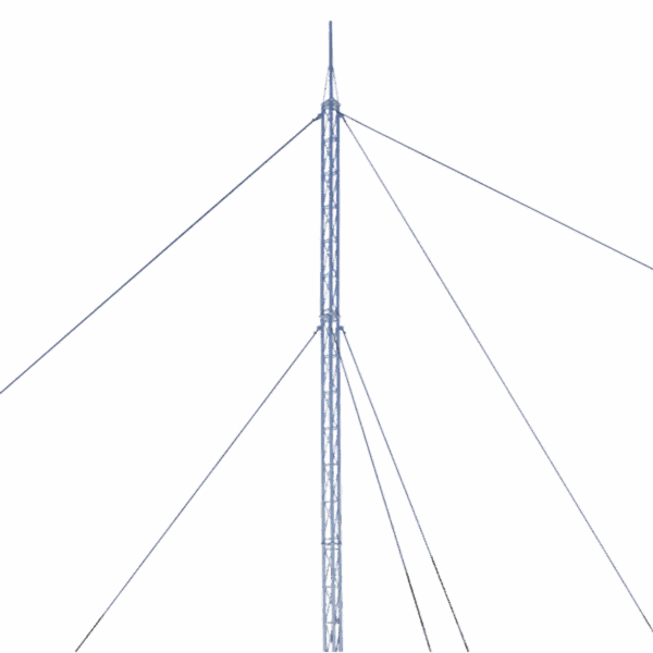 Kit de Torre Arriostrada de Techo de 24 m con Tramo STZ30G Galvanizada por Inmersión en Caliente (No incluye retenida).