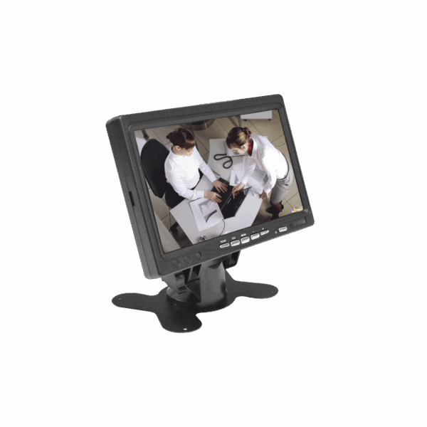 Monitor 7" TFT-LCD ideal para colocar en vehículos o DVR/NVR.  Entradas de video HDMI, VGA y RCA (CVBS)