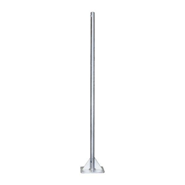 Mástil de 2 metros de 2" Diámetro, con Opresor, Base Soldada . Galvanizado por Inmersión en Caliente.
