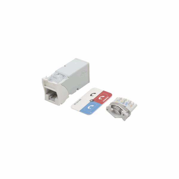 Jack Z-MAX Cat6A, UTP, Montaje híbrido en Placa de Pared (Plano y Angulado), Color Blanco, Versión Bulk (Sin Empaque Individual)