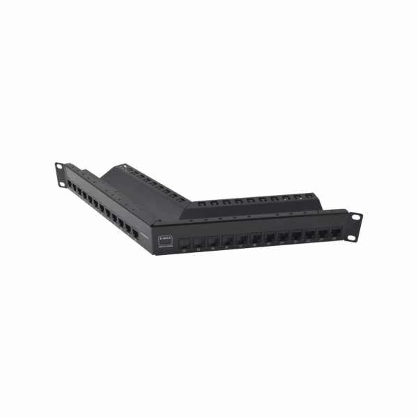 Patch Panel Z-MAX de 24 puertos, Blindado, Precargado con Jacks Categoria 6A, Angulado, 1UR