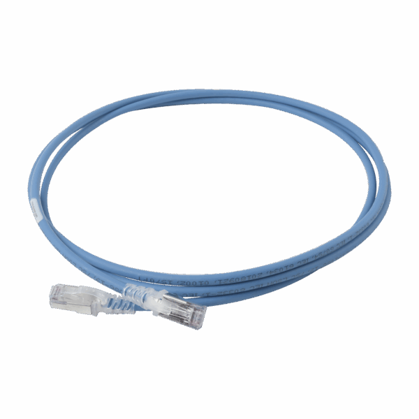 Patch Cord "Skinny" Cat6A Blindado S/FTP, 7ft, Diámetro Reducido 28 AWG, Color Azul