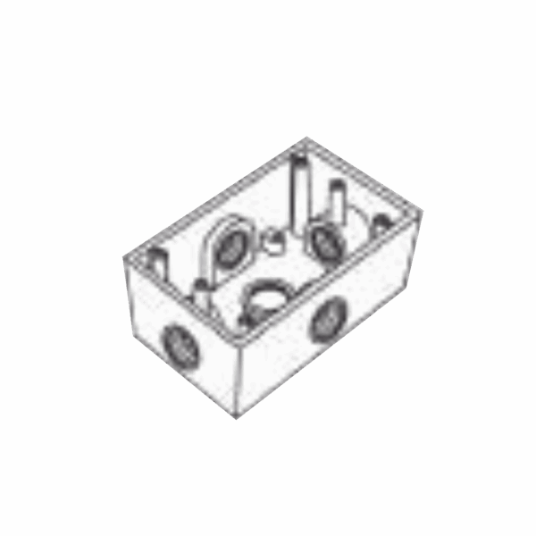 Caja Condulet FS de 1" (25.4 mm) con cinco bocas a prueba de intemperie.