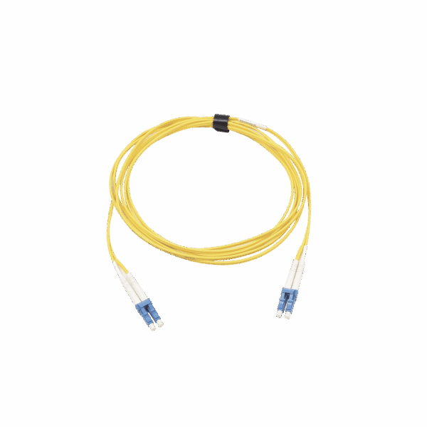 Jumper de Fibra Óptica Monomodo (OS2), XGLO, Riser, LC/UPC-LC/UPC Duplex, OFNR, Color Amarillo, 10 Metros