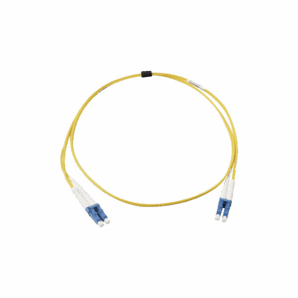 Jumper de Fibra Óptica Monomodo (OS2), XGLO, Riser, LC/UPC-LC/UPC Duplex, OFNR, Color Amarillo, 1 Metro