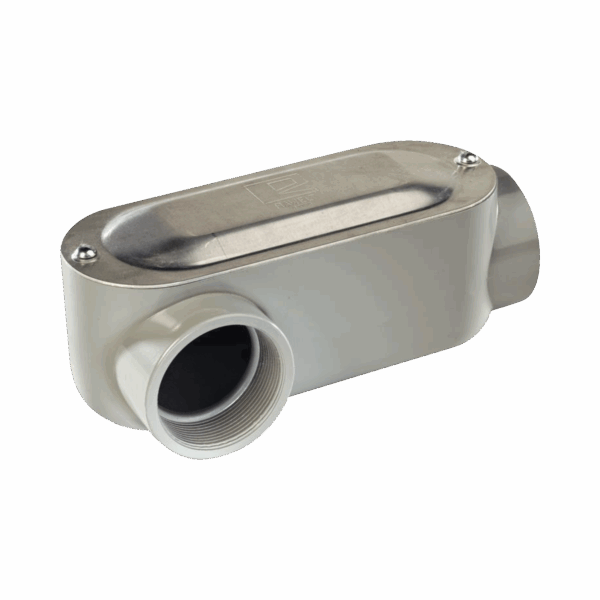 Caja oval roscada tipo LR de 1 1/2" (38.1 mm) Incluye tapa y tornillos.