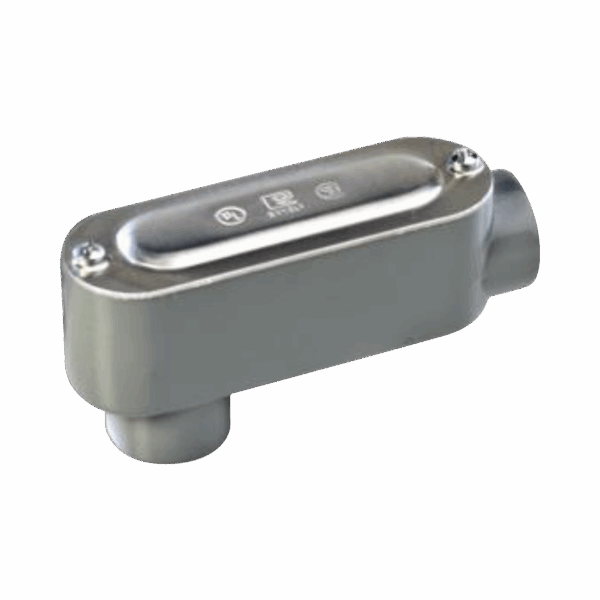 Caja oval roscada tipo LB de 2 1/2" corta (63.5 mm) incluye tapa y tornillos.