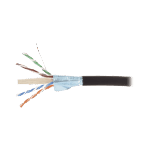Bobina de Cable Blindado F/UTP de 4 Pares, Para Exterior con Gel, Cat6A (23 AWG), Industrial para Climas Extremos, Enterrado Directo, Color Negro, 305 m