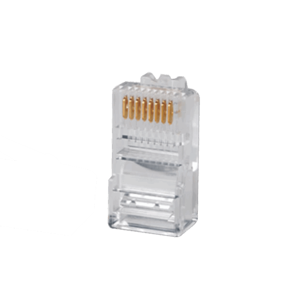 Plug RJ45 Cat5e, Para Cable UTP Calibre 22 a 26 AWG, Chapado en Oro de 50 micras