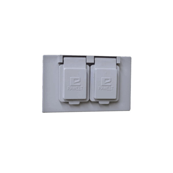 Tapa rectangular dúplex horizontal con  contratapa con mecanismo de auto-cierre de aluminio para uso de interiores y exteriores tipo RR.