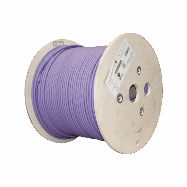 Bobina de Cable Blindado S/FTP de 4 pares, Cat7A, Inmune a Ruido e Interferencias, LS0H (Bajo humo, Cero Halógenos), Color Violeta, 305 m