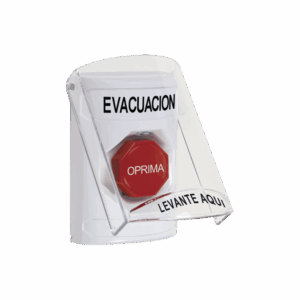 Botón de Evacuación, Texto en Español, Tapa Protectora de Po...