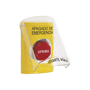 Botón de Apagado de Emergencia, Texto en Español, Tapa Prote...