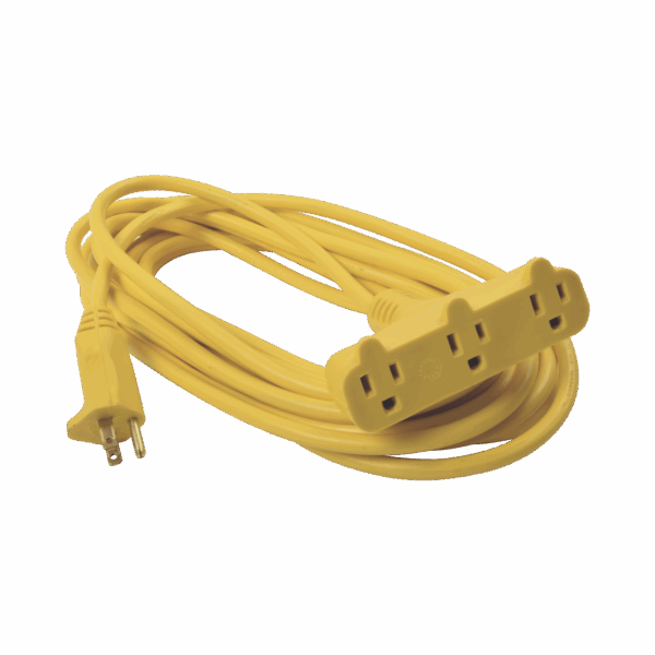 Extensión Eléctrica Tipo Abanico Uso Rudo 8 metros/ 127 V CA - 10 A Máximo / Color Amarilla.