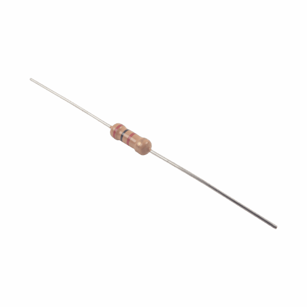Resistencia de 2 k Ohm 1/2 Watt, 5% Axial, Película de Carbón.