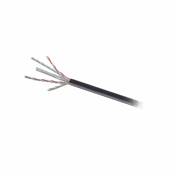 Bobina de Cable UTP de 4 Pares, Para Exterior con Gel, Cat6 (23 AWG), Industrial para Climas Extremos, Enterrado Directo, Color Negro, 305 m