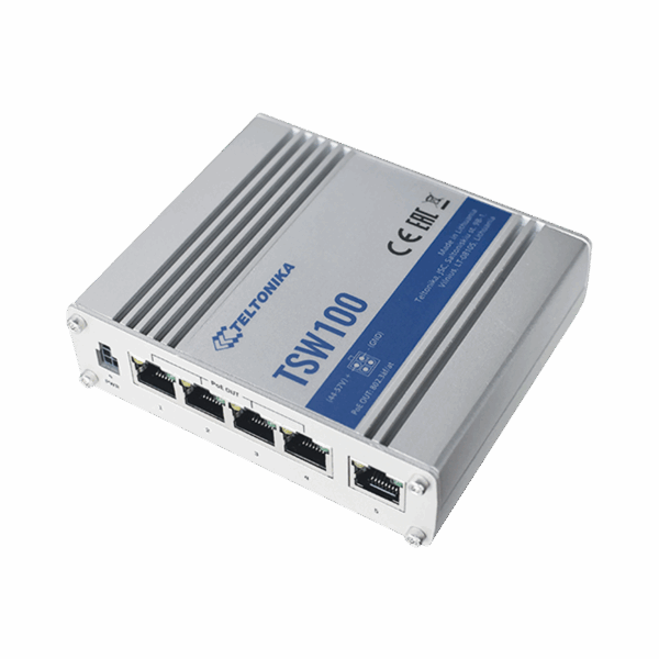 Switch Industrial No-Administrable 5 puertos Gigabit, PoE en 4 puertos 802.3af/at (120W)