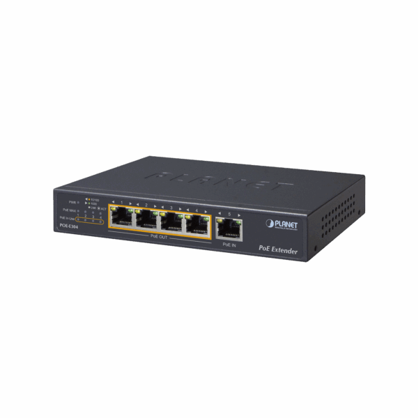Extensor Ultra PoE de 65 Watts Con 4 Puertos Gigabit de Salida 802.3 af/at
