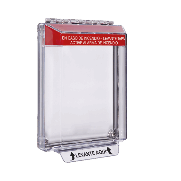 Cubierta Universal Transparente de Bajo Perfil y Texto de Incendio en Español