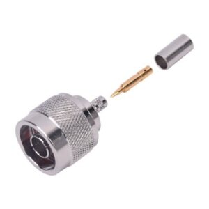 Conector N Macho de Anillo Plegable para Cables Coaxiales RG-58/U, RG-142/U, LMR-195, Níquel/ Oro/ Teflón.???