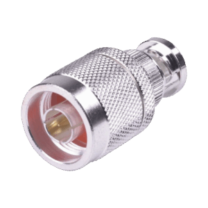 Adaptador en Línea, de Conector N Macho a BNC Macho, Plata/ Oro/ Teflón.