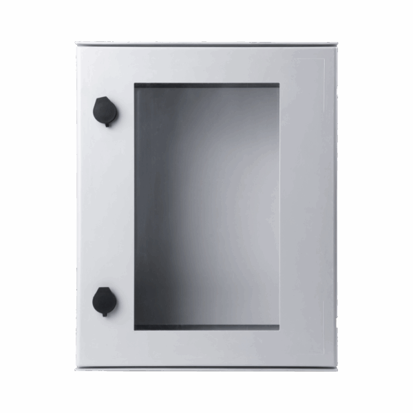 Gabinete de Poliéster IP65 Puerta Transparente, Uso en Intemperie (400 x 500 x 200 mm) con Placa Trasera Interior de Plástico (Incluye Chapa y Llave).