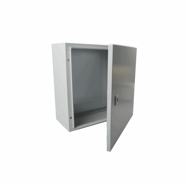 Gabinete de Acero IP66 Uso en Intemperie (400 x 400 x 200 mm) con Placa Trasera Interior de Metal y Compuerta Inferior Atornillable (Incluye Chapa y Llave T).