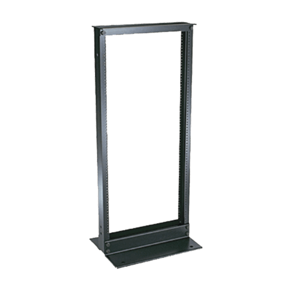 Rack de Dos Postes Estándar de 19 in, Rieles Numerados y Roscados #12-24, Fabricado en Aluminio, 24 Unidades de Rack, Color Negro