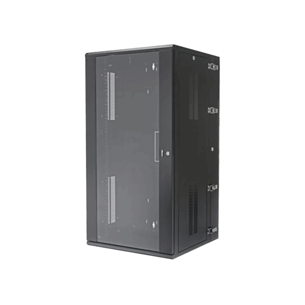 Gabinete PanZone de Montaje en Pared, de 19in, Puerta con Ventana de Seguridad, 26 UR, 635mm de Profundidad, Color Negro