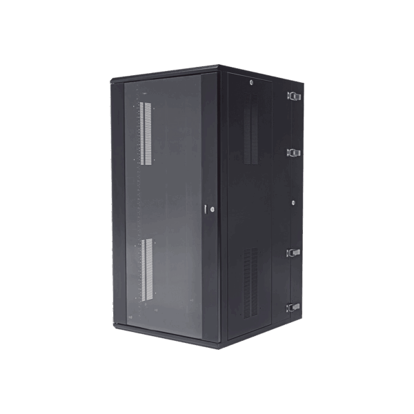 Gabinete PanZone de Montaje en Pared, de 19in, Puerta con Ventana de Seguridad, 26 UR, 762mm de Profundidad, Color Negro