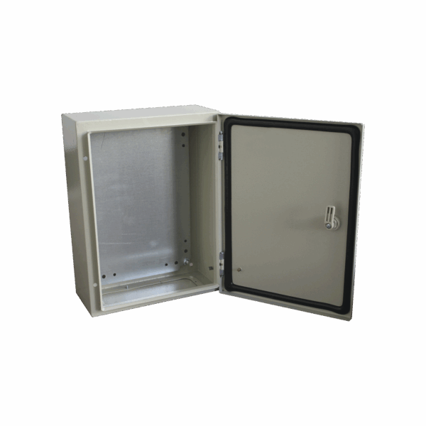 Gabinete de Acero IP66 Uso en Intemperie (300 x 400 x 200 mm) con Placa Trasera Interior de Metal y Compuerta Inferior Atornillable (Incluye Chapa y Llave T).