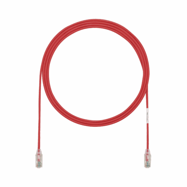 Cable de Parcheo TX6, UTP Cat6, Diámetro Reducido (28AWG), Color Rojo, 3ft