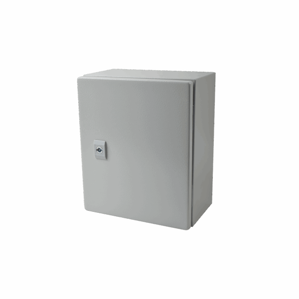 Gabinete de Acero IP66 Uso en Intemperie (250 x 300 x 150 mm) con Placa Trasera Interior Metálica y Compuerta Inferior Atornillable (Incluye Chapa y Llave T).