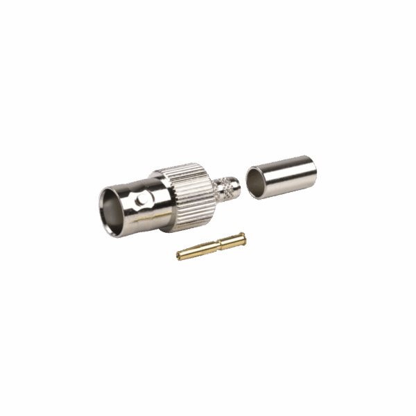 Conector BNC Hembra de Anillo para Cables RG-8/X, LMR-240, 9258, Níquel/ Oro/ Delrin.