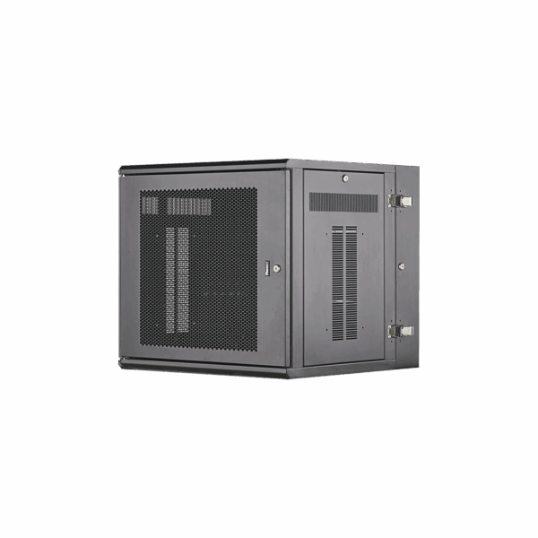 Gabinete PanZone de Montaje en Pared, de 19in, Puerta Ventilada, 12 UR, 635mm de Profundidad, Color Negro