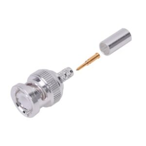 Conector BNC Macho de Anillo Plegable para Cable LMR-195, RG-58/U, RG-142/U, Plata/Oro/Teflón.