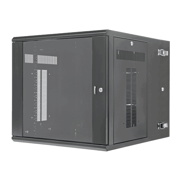 Gabinete PanZone de Montaje en Pared, de 19in, Puerta con Ventana de Seguridad, 12 UR, 762mm de Profundidad, Color Negro