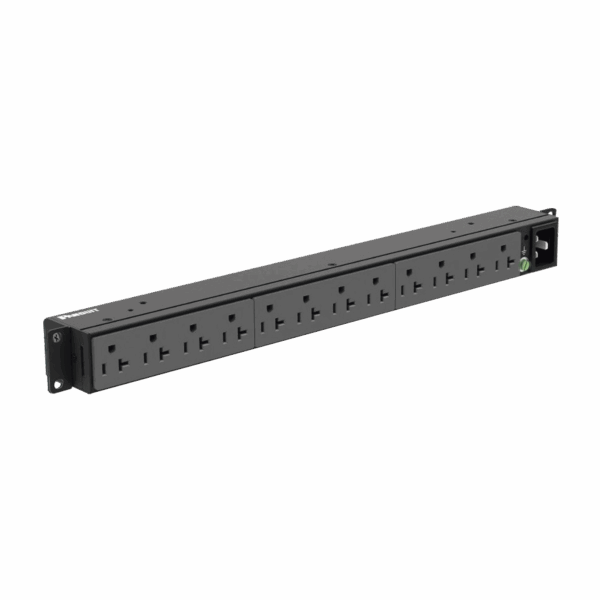 PDU Básico para Distribución de Energía, Enchufe de Entrada NEMA 5-20P, Con 12 Contactos NEMA 5-20R, Instalación Horizontal de 19in, 1UR, 20 Amp, 120 Vca
